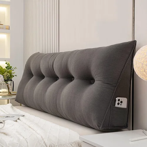 Vista 12 de Cojín triangular grande para cabecero de lectura, almohada para reposo en cama, respaldo triangular, respaldo de forro polar, soporte de Beige