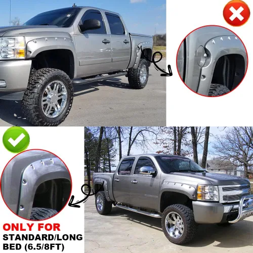 Vista 4 de PIT66 Aletas de parachoques, compatibles con Chevy Silverado 1500 07-13/Silverado 07-14 2500 HD 3500 HD