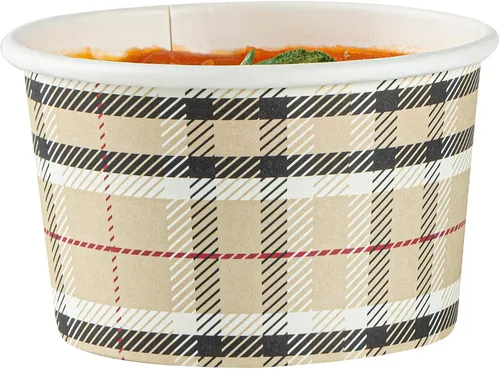 Vista 11 de Restaurantware Coppetta - Vasos de postre de 3 onzas, 50 tazas desechables para helado, tapas se venden por separado, cuencos de papel a cuadros