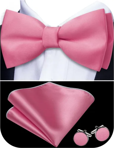 Vista 20 de Barry.Wang Pajarita de Rayas Paisley para Hombre de Seda Preatada Pañuelo de Bolsillo Gemelos Juego Formal Boda Fiesta Graduación