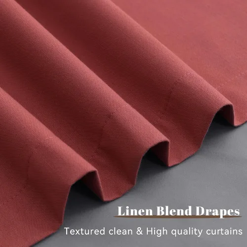 Vista 73 de Guken Cortinas opacas de lino, 2 paneles rústicos, elegantes, 100% opacas, con aislamiento térmico, banda de ganchos y trabilla trasera, 52 x 84