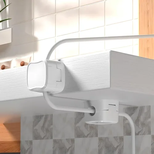 Vista 6 de Paquete de 12 clips magnéticos para cables, gestión de cables debajo del escritorio, organizador de alambre adhesivo para el hogar, oficina, Blanco