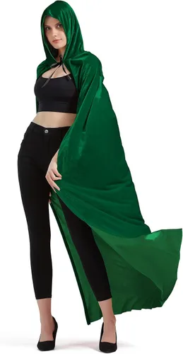 Vista 3 de QUCH Capa unisex con capucha para hombres y mujeres, capa de bruja de vampiro, disfraz de Halloween y Navidad