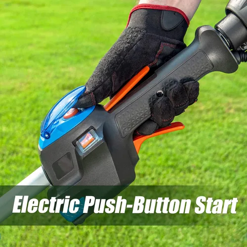 Vista 3 de LawnMaster NPTGSP2517A - Cortadora de césped a gas sin tirones con arranque eléctrico de 25 cc, 2 ciclos de 17 pulgadas
