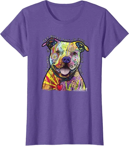 Vista 22 de Beware Of Pit Bulls, Dean Russo Pitbull Original - Camiseta para amantes de los perros, Negro