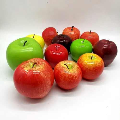 Vista 7 de Frutas artificiales, 6 manzanas decorativas de frutas, manzanas rojas artificiales, manzanas rojas artificiales para cocina, frutas falsas
