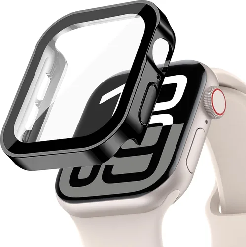 Vista 50 de Protección de Pantalla EIHAIHIS para Apple Watch Funda Serie 11 10 9 SE 8 7 6 5 4 40mm 44mm 41mm 45mm 42mm 46mm Vidrio Templado Impermeable PC