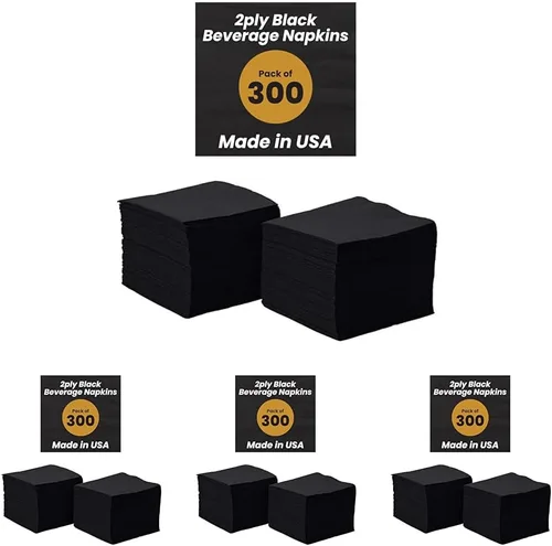 Vista 9 de Perfectware - Servilletas negras para bebidas de 2 capas - Paquete de 300 servilletas de cóctel, 10 x 10 pulgadas