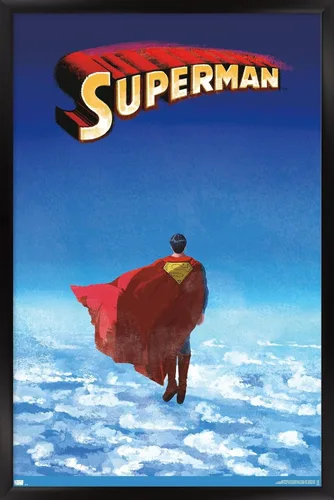 Vista 8 de DC Comics Superman - Póster de pared de nubes de horizonte, 22.4 pulgadas de largo x 14.7 pulgadas de ancho, versión enmarcada de madera de granero
