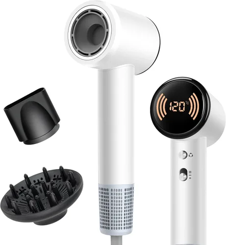 Vista 8 de Secador de pelo difusor, secador de pelo iónico de viaje con motor de alta velocidad de 110000 RPM para secado rápido, 1600 W, bajo ruido y ligero