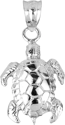 Vista 2 de Collar con colgante de concha de tortuga de plata de ley 925