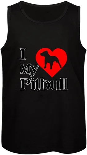 Vista 4 de I Heart My Pit Bull Dog Men's Cotton Vest Gym Tank Tops Muscle Casual Sleeveless Tees Shirts