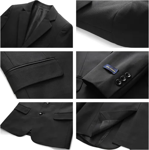 Vista 3 de Boys Suits Slim Fit Formal 3 Piece Kid Wedding Prom Ring Bearer Outfit Negro