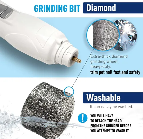 Vista 4 de REXIPETS Cabezal de repuesto para amoladora de uñas para perros, punta de diamante para patas, paquete de 2 brocas profesionales para amoladora