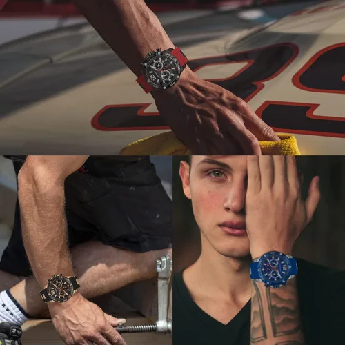 Vista 8 de Rembyga Relojes de pulsera para hombre con esfera luminosa y correa de silicona casual