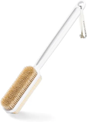 Vista 9 de MainBasics Cepillo Exfoliante para Ducha – Cepillo de Mango Largo de Doble Cara para Lavado Corporal y Frotación con Cerdas Exfoliantes y Suaves