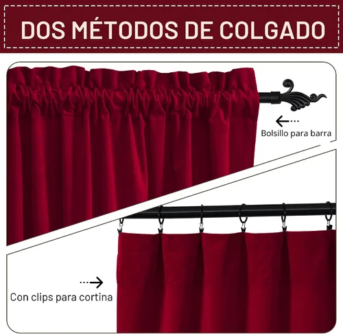 Vista 3 de StangH - Cortinas de terciopelo rojo para dormitorio, decoración navideña, 42 pulgadas de ancho x 84 pulgadas de largo, 2 paneles *Serie Otoño - Rojo
