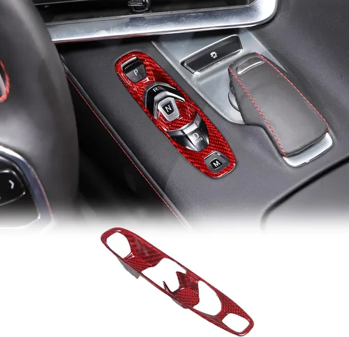 Vista 8 de Cubierta de panel de palanca de cambios de fibra de carbono real compatible con Chevrolet Corvette C8 2020-2025, panel de palanca de cambios
