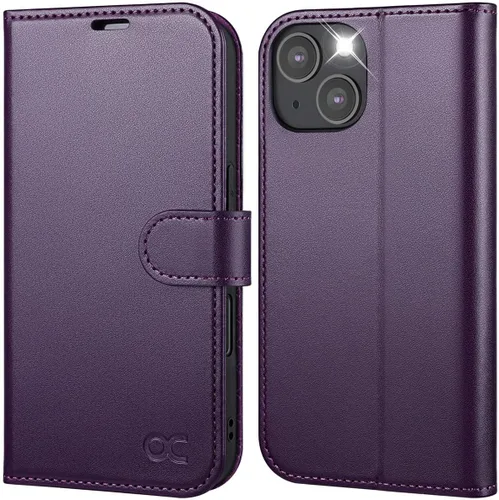 Vista 11 de OCASE Funda de piel sintética compatible con iPhone 14, con tarjetero y función atril con bloqueo RFID [carcasa interior de TPU a prueba de golpes]