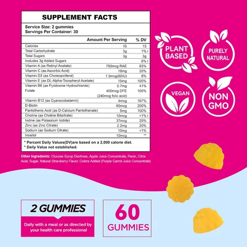 Vista 6 de Gomitas de fertilidad para que las mujeres queden embarazadas rápidamente, gomitas de concepción de ácido fólico para aumentar la fertilidad