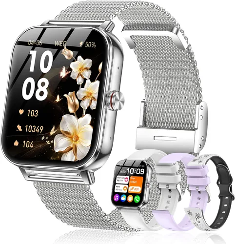 Vista 10 de Relojes inteligentes para mujer (Android y iPhone), reloj inteligente HD de 1.85 pulgadas con llamadas/mensajes/notificaciones, batería de 1000 mAh