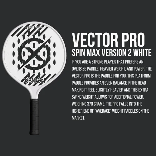 Vista 2 de Vector Pro Spin Max Version 2 - Pala de tenis de plataforma por Xenon Paddle, cabeza de gran tamaño, punto de equilibrio uniforme, núcleo de espuma