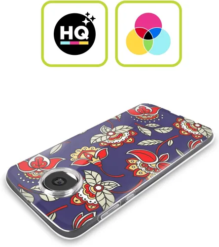 Vista 2 de Head Case Designs Officially Licensed Haroulita Blue Red Ethnic Pattern Soft Gel Case Compatible with Motorola Moto Edge 30 Fusion