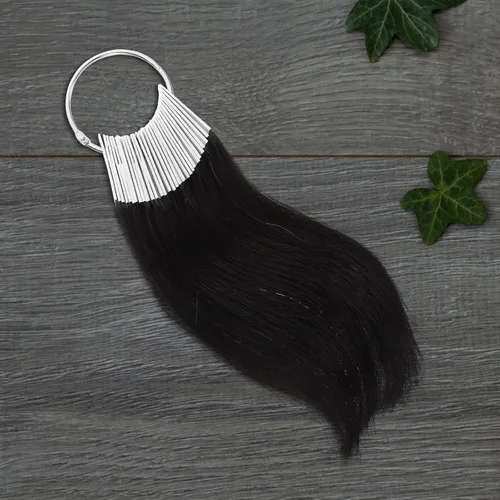 Vista 9 de 30 unids cabello humano color anillo extensiones de color de cabello prueba de tabla de cabello muestras de color prueba de color de cabello