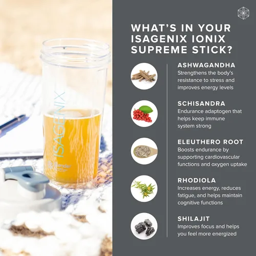 Vista 4 de Isagenix Ionix Supreme - Polvo con vitamina B12 y niacina - Suplemento de enfoque para ayudar a la salud cerebral - Suplemento de apoyo inmunológico