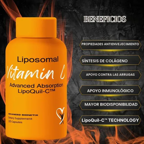Vista 2 de Advanced Bionetix Suplemento de vitamina C liposomal Tecnología de absorción mejorada LipoQuil-C™ 120 cápsulas 1000 mg de alta dosis soluble