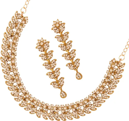 Vista 22 de Touchstone Conjunto de joyas de boda india, collares tradicionales de oro para mujer, conjuntos de diamantes de imitación de declaración hollywood 1