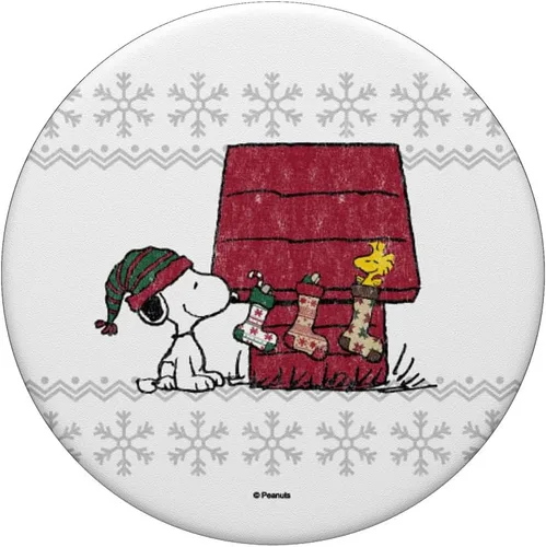 Vista 3 de Peanuts Holiday Snoopy medias PopSockets agarre y soporte para teléfonos y tabletas