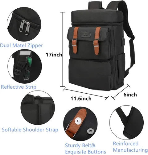 Vista 5 de YALUNDISI Mochila vintage para hombres y mujeres, mochila para laptop, mochila universitaria de 15.6 pulgadas