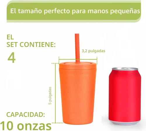 Vista 4 de Homestockplus Vasos reutilizables de paja de trigo con tapas y pajitas de silicona, 10 Oz resistentes a las astillas, tazas pequeñas de agua Varios