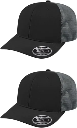 Vista 41 de Cap America i8502 Flexfit 110 Premium - Gorra de camionero de perfil medio con 6 paneles de malla trasera con protección UV y cierre ajustable