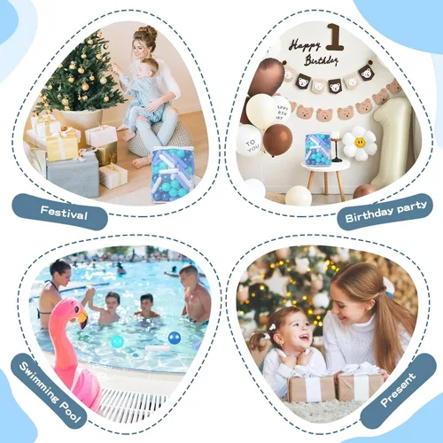 Vista 5 de Bolas para piscina de bolas STARBOLO para niños - Paquete de 150, 200, 500 bolas de piscina de bolas coloridas a prueba de aplastamiento de plástico