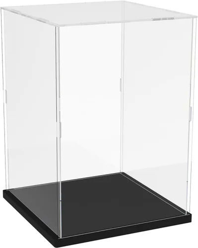 Vista 7 de Vitrina de acrílico transparente para coleccionables, caja de exhibición de acrílico con base, escaparate organizador de protección a prueba