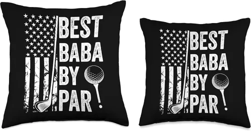 Vista 3 de Best Dad By Par Golfing Apparel by AlphaONE Best Baba by Par - Cojín de golf para papá con bandera de Estados Unidos, 16 x 16 pulgadas, multicolor