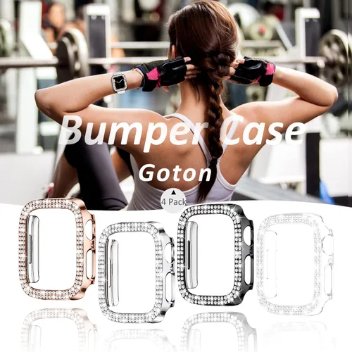 Vista 7 de Goton Paquete de 4 Fundas con Diamantes de Imitación para Apple Watch, Protector de 38mm para Series 3/2/1, Funda con Diamantes de Imitación