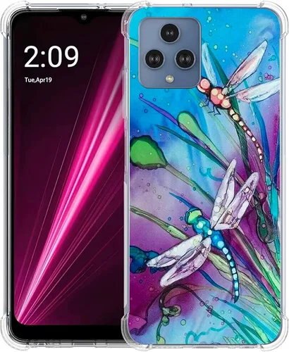 Vista 23 de Revvl 6 5G - Funda protectora de poliuretano termoplástico resistente a los arañazos y a prueba de golpes con diseño de mandala de pavo real