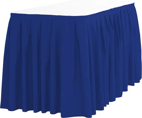 Vista 5 de LTC LINENS Falda de mesa negra para mesa rectangular de 6 pies, falda de mesa de 17 pies, tela de poliéster, mantel de banquete para bodas, bufés