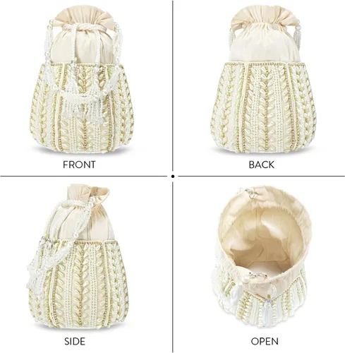 Vista 4 de Aheli Potli Bags for Women Evening Bag Clutch Ethnic Bride Purse with Drawstring