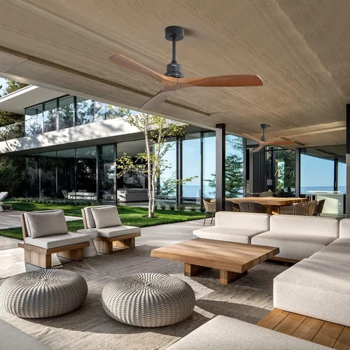 Vista 7 de Sofucor - Ventilador de techo moderno sin luces y con control remoto, de 52 pulgadas, con 3 aspas y motor CC reversible y silencioso