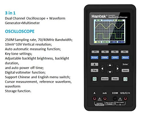 Vista 4 de Hantek Osciloscopio digital Software portátil automotriz 2D72 2D42 2C42 2C72 multímetro mini osciloscopio generador de señal 3 en 1 USB (Hantek2D42)