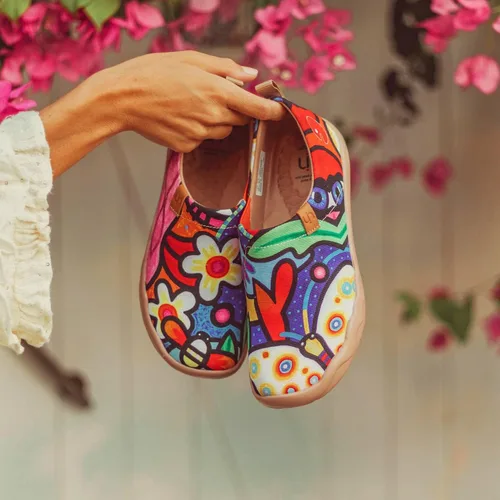 Vista 3 de UIN - Tenis informales tipo mocasines para mujer, de punto, pintados, suaves y cómodos para caminar