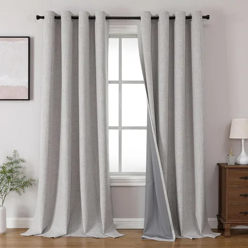 Vista 36 de Joydeco Cortinas opacas de 84 pulgadas de largo, 2 paneles burg, cortinas de oscurecimiento de habitación para dormitorio, cortinas térmicas Negro