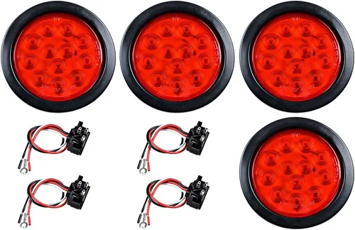Vista 21 de Kit de tapones de cableado con cubierta de hule para luz trasera LED redonda de 4", 12 ledes, para RV, camioneta