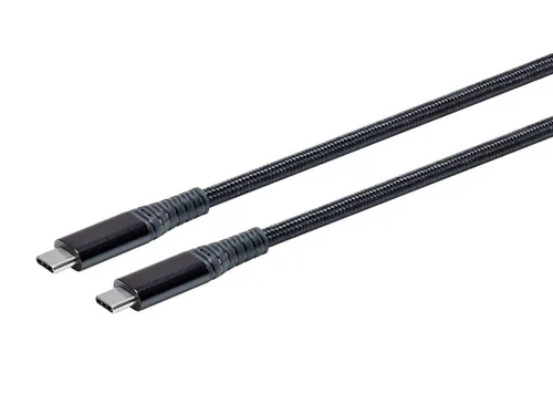 Vista 2 de Monoprice AtlasFlex Series USB 3.2 Gen 2 USB-C Data & Power Cable trenzado de nailon reforzado con Kevlar, 10 Gbps, 5A/100 W PD, 3.3 ft, negro