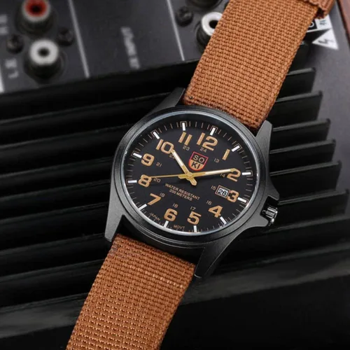 Vista 6 de balacoo Reloj de pulsera de cuarzo para hombre, estilo militar, reloj deportivo, correa de nailon tejida, calendario para niños y hombres