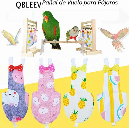 Vista 3 de QBLEEV - Suite de vuelo para pañales para pájaros, pañal reutilizable para loro